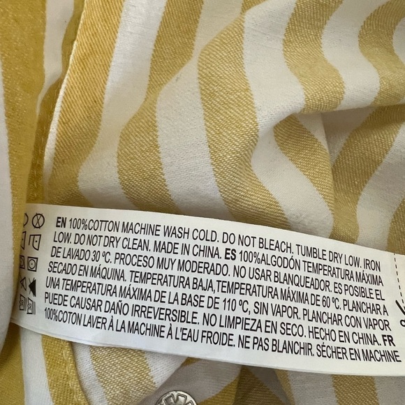 Y2K 90’s Forever 21 mustard and white striped button front midi dress size small - Picture 5 of 7